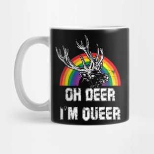 Funny Gay Pride Oh Deer I'm Queer LGBT Rainbow Mug